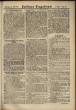 Zweite Ausgabe vom Samstag, den 23. Juli 1921.