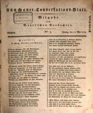 Münchener Conversations-Blatt. 1829