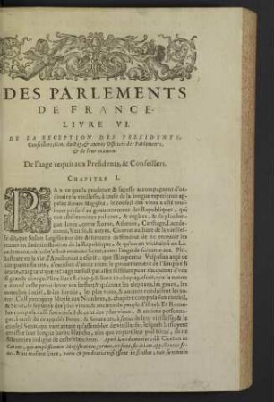 Des parlements de France. Livre VI.