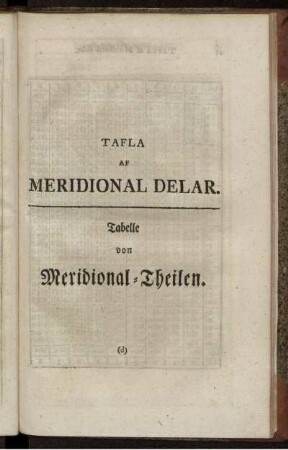Tabelle von Meridional-Theilen