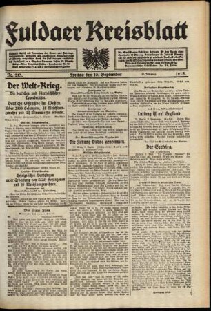 Ausgabe vom Freitag, den 10. September 1915.