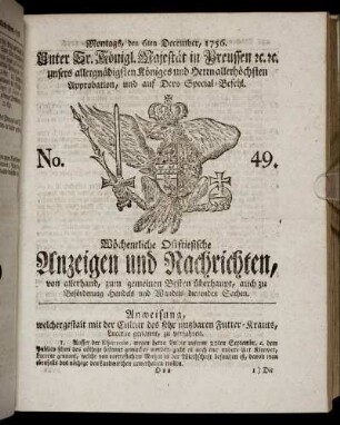 No. 49. Montags, den 6ten December, 1756.