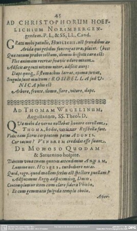 Ad Thomam Wegelinum, Augustanum, SS. Theol. D