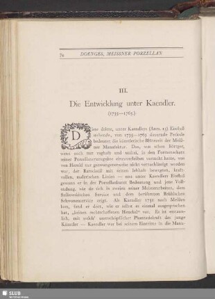 III. Die Entwicklung unter Kaendler (1735-1763)