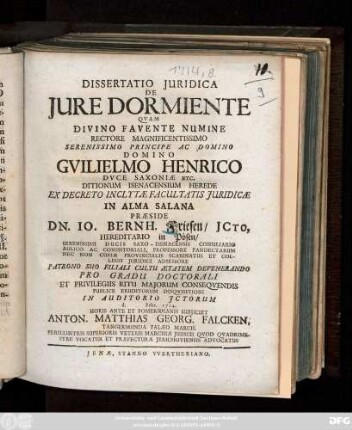 Dissertatio Juridica De Jure Dormiente