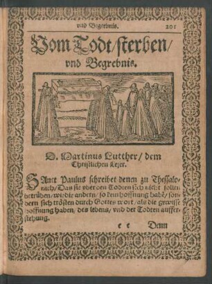 Vom Todt/ sterben/ und Begrebnis.