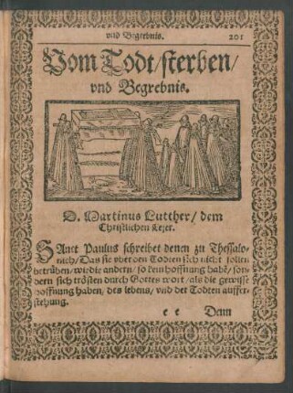 Vom Todt/ sterben/ und Begrebnis.