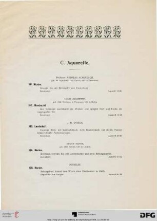 C. Aquarelle (Nr. 101-111)