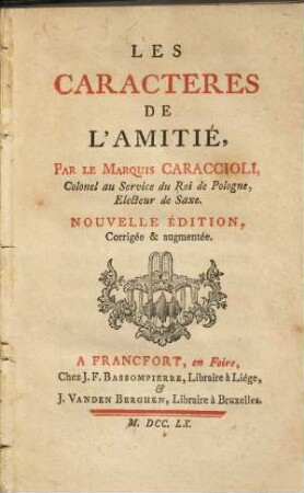 Les caracteres de l'amitié