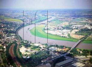 Mündung der Weißeritz in die Elbe in Dresden-Friedrichstadt : Blickrichtung Nordwesten