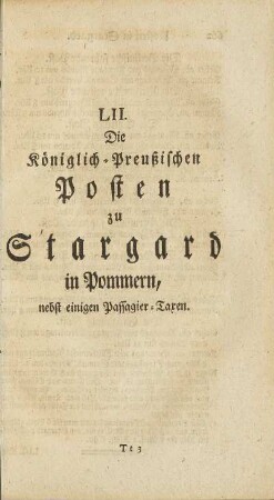 LII. Die Königlich-Preußischen Posten zu Stargard in Pommern.