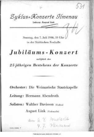 Zyklus-Konzerte Ilmenau [...] Jubiläums-Konzert