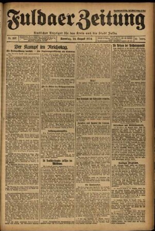 Erste Ausgabe vom Sonntag, den 24. August 1924.