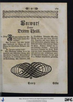 Entwurf des dritten Theils.