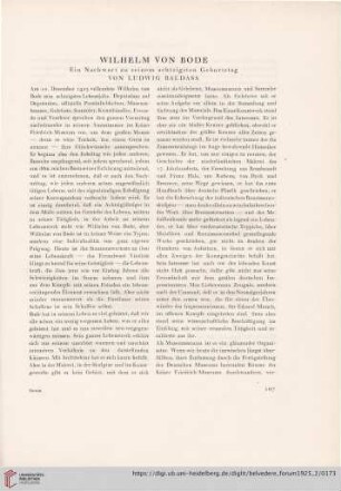 Wilhelm von Bode : ein Nachwort zu seinem achzigsten Geburtstag