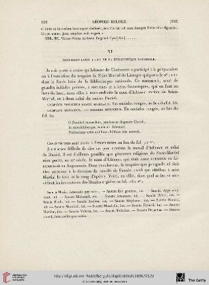 XI. Manuscrit latin 1121 de la Bibliothèque Nationale