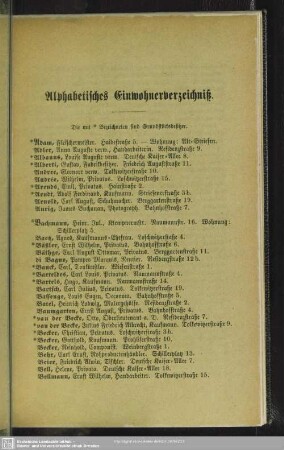Einwohnerverzeichnis : Alphabetisches Einwohnerverzeichnis