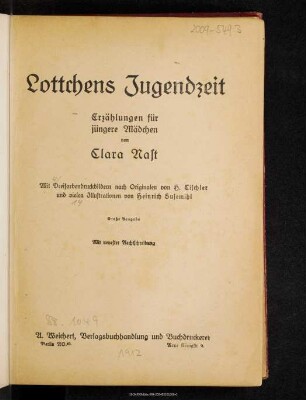 Lottchens Jugendzeit : Erzählungen für jüngere Mädchen