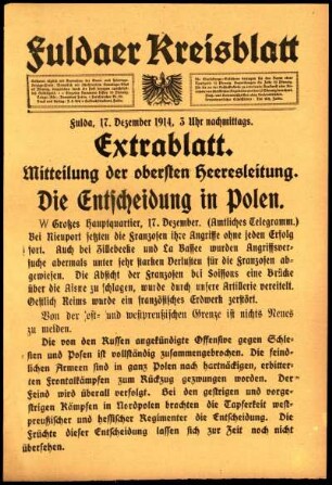 Zweite Ausgabe vom Donnerstag, den 17. Dezember 1914.