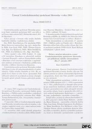 Činnost' Umeleckohistorickej spoloc̆nosti Slovenska v roku 2004