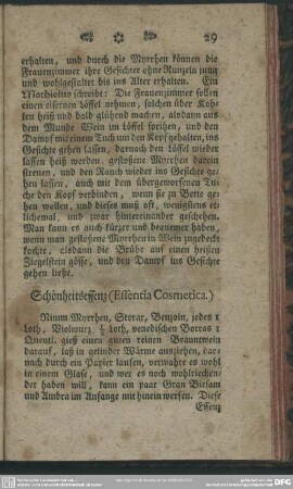 Schönheitsessenz (Essentia Cosmetica)