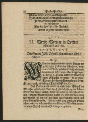 II. Probe-Predigt in Stettin gehalten Anno 1692.
