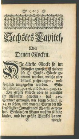 Sechstes Capitel, Von Denen Glocken