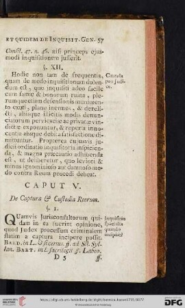 Caput V.: De Captura & Custodia Reorum