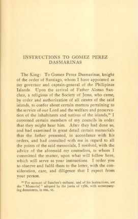 Instructions to Gomez Perez Dasmarinas