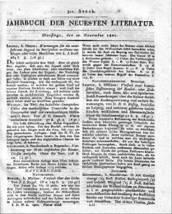 Berlin, b. Mylius : Versuch über das Licht. Von J. J. Engel. IV u. 125 S. 8.