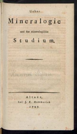 Ueber Mineralogie und das mineralogische Studium