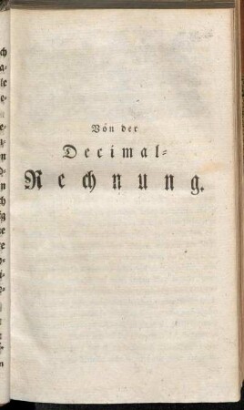 Von der Decimal-Rechnung.