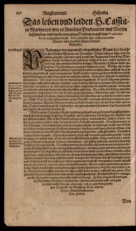 Das leben und leiden S. Cassiani Martyrers/ ...