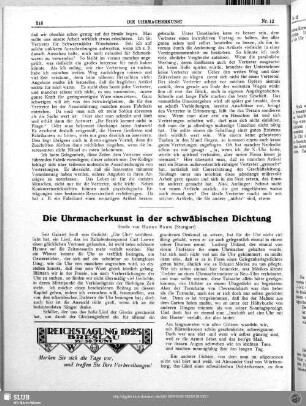 Die Uhrmacherkunst in der schwäbischen Dichtung