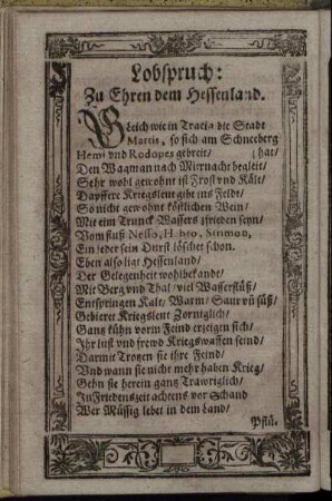 Lobspruch Zu Ehren des Hessenland