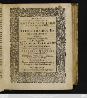 Disputatio Exercitationum Philosophicarum XXIX. De Affectionibus Entis Simplicibus