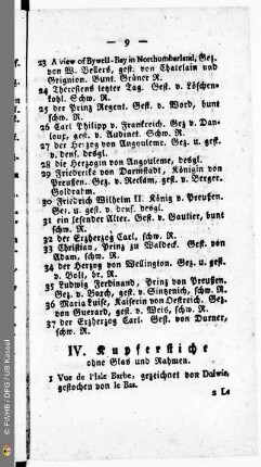 IV. Kupferstiche ohne Glas und Rahmen