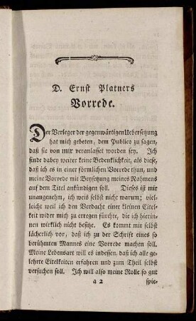 D. Ernst Platners Vorrede.