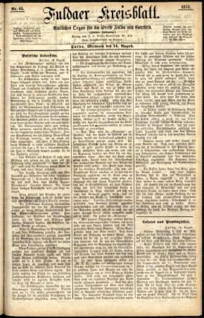 Ausgabe vom Mittwoch, den 14. August 1878.