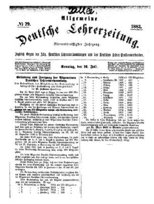 Gründung und Fortgang der Allgemeinen Deutschen Lehrerversammlung