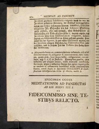 974-977, Sp. 401. De Fideicommisso sine testibus ...