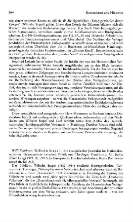 Keinhorst, Willi :: Wilhelm Stapel, ein evangelischer Journalist im Nationalsozialmismus, Gratwanderer zwischen Politik und Theologie, (Europäische Hochschulschriften, Reihe Politikwissenschaft, 242) : Frankfurt a.M. u.a., Lang, 1993