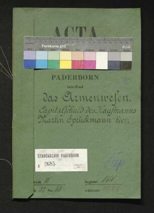 Kapitalschulden des Kaufmanns Martin Sprückmann zu Paderborn