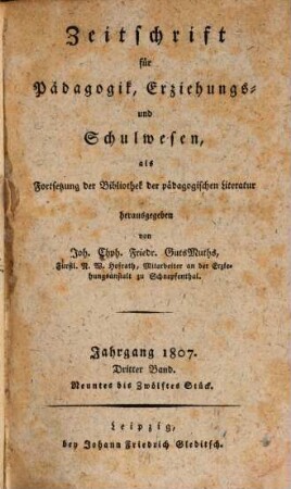 Zeitschrift für Pädagogik, Erziehungs- und Schulwesen, 1807,3 = Bd. 24