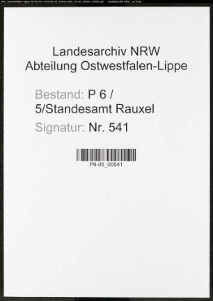 Sterberegister Standesamt Castrop-Rauxel Rauxel