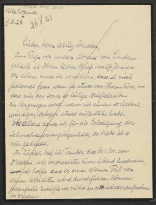 Brief an Willy Strecker und B. Schott's Söhne : 09.03.1923
