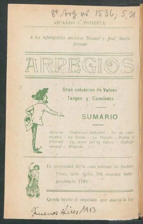 Arpegios : gran colección de valses tangos y canciones