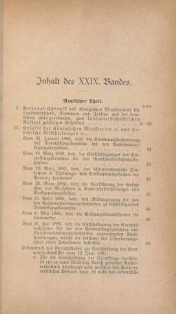 Inhalt des XXIX. Bandes