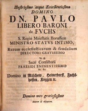 Ivsti Henningii Boehmeri, IC. Potentiss. Regi Borvss. A Consil. Intimis Directoris Fridericianae Eivsdemqve Profess. Ivr. Ordinar. Ivs Parochiale Ad Fvndamenta Genvina Revocatvm : A Spvriis Principiis Pvrgatvm Atqe Ita Adornatvm Vt Ivs Ecclesiasticvm Protestantivm Illvstrare Et Vsvm Modernvm Libri Tertii Decretalivm Qvoad Praecipvas Materias Ostendere Qveat Adiecto Indice Triplici Et Svpplemento Novo