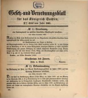 Gesetz- und Verordnungsblatt für das Königreich Sachsen. 1861